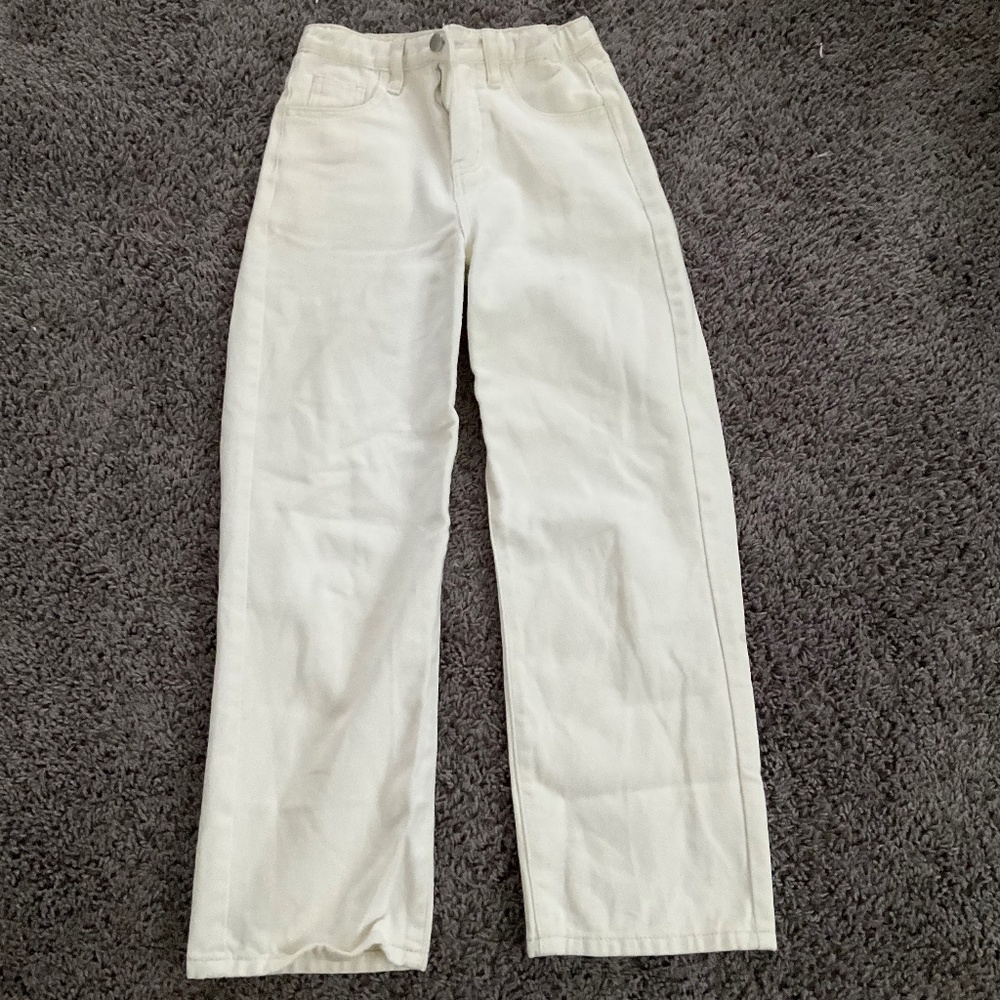 Shein girls wide leg cream jeans